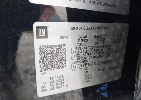 2020 Chevrolet Silverado 1500 4Wd Double Cab Standard Bed Rst z USA, uszkodzony, nr VIN 1GCRYEED1LZ340928